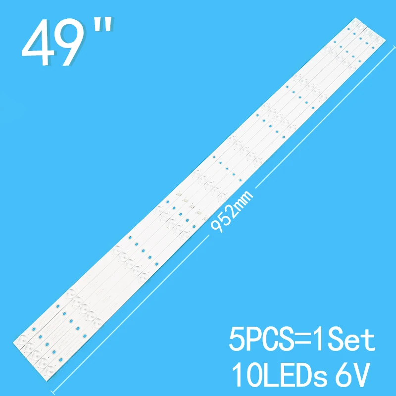 5pcs=1set 10LEDs 6v 2W 952mm for Leroy 49-inch LCD TV JS-D-JP49DM-101EC (80720) E49DM1000 backlight strip