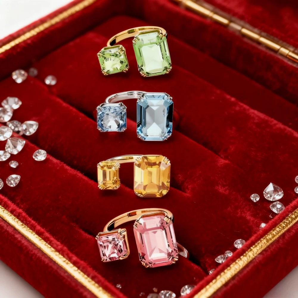 

2025 New Elegant accessories Premium ring with precious fashion stone party promise white-collar high-end atmosphere multicolor