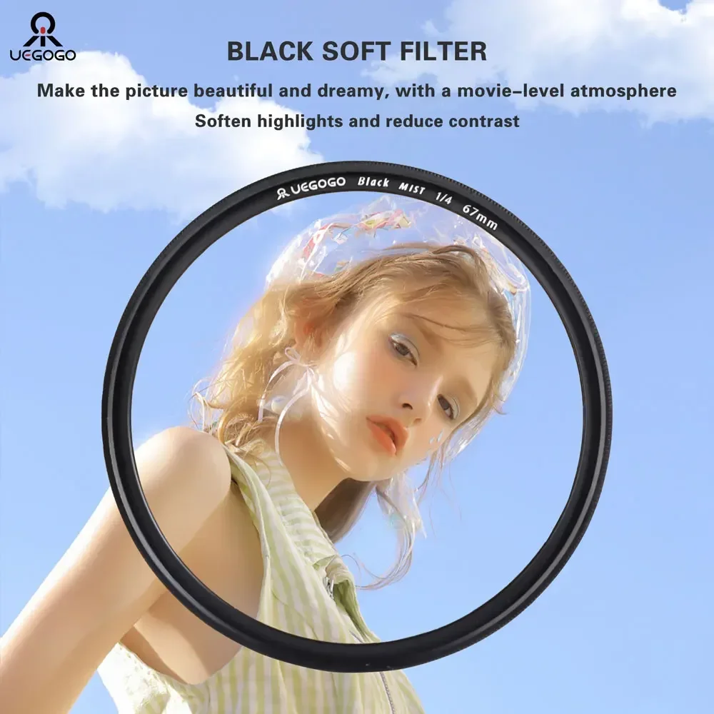 Camera Lens Black Mist 1/4 Filter Portrait Soft Diffuser Focus Effect 52mm 55mm 67mm 72mm 58mm 62mm 77mm 82mm