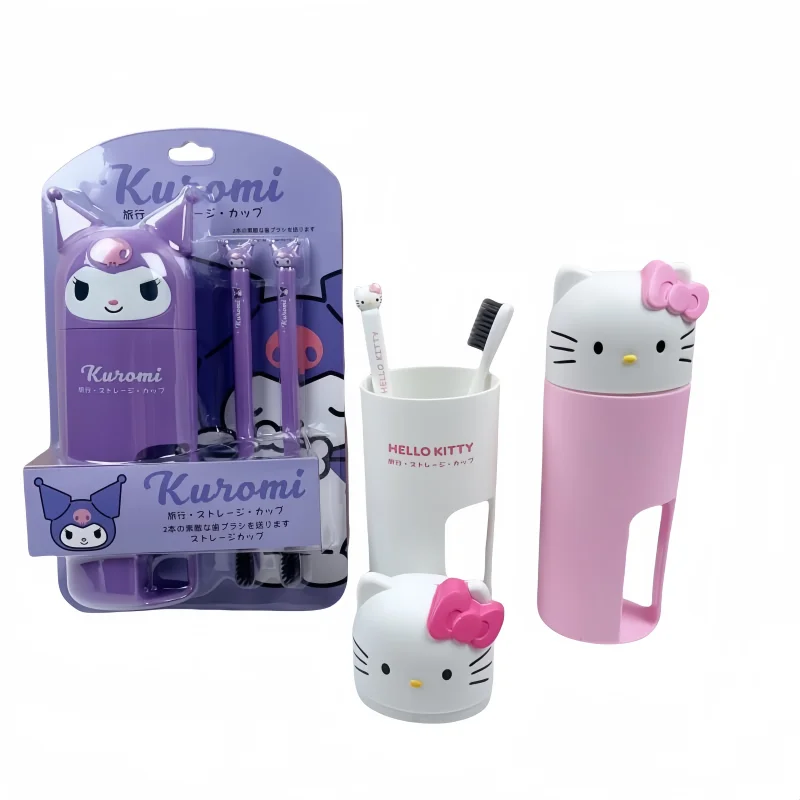 Hello Kitty Toothbrushing Cup Cute Toothbrush Mouthwash Cup Combination Soft-bristled Toothbrush Multifunctional Washing Cup