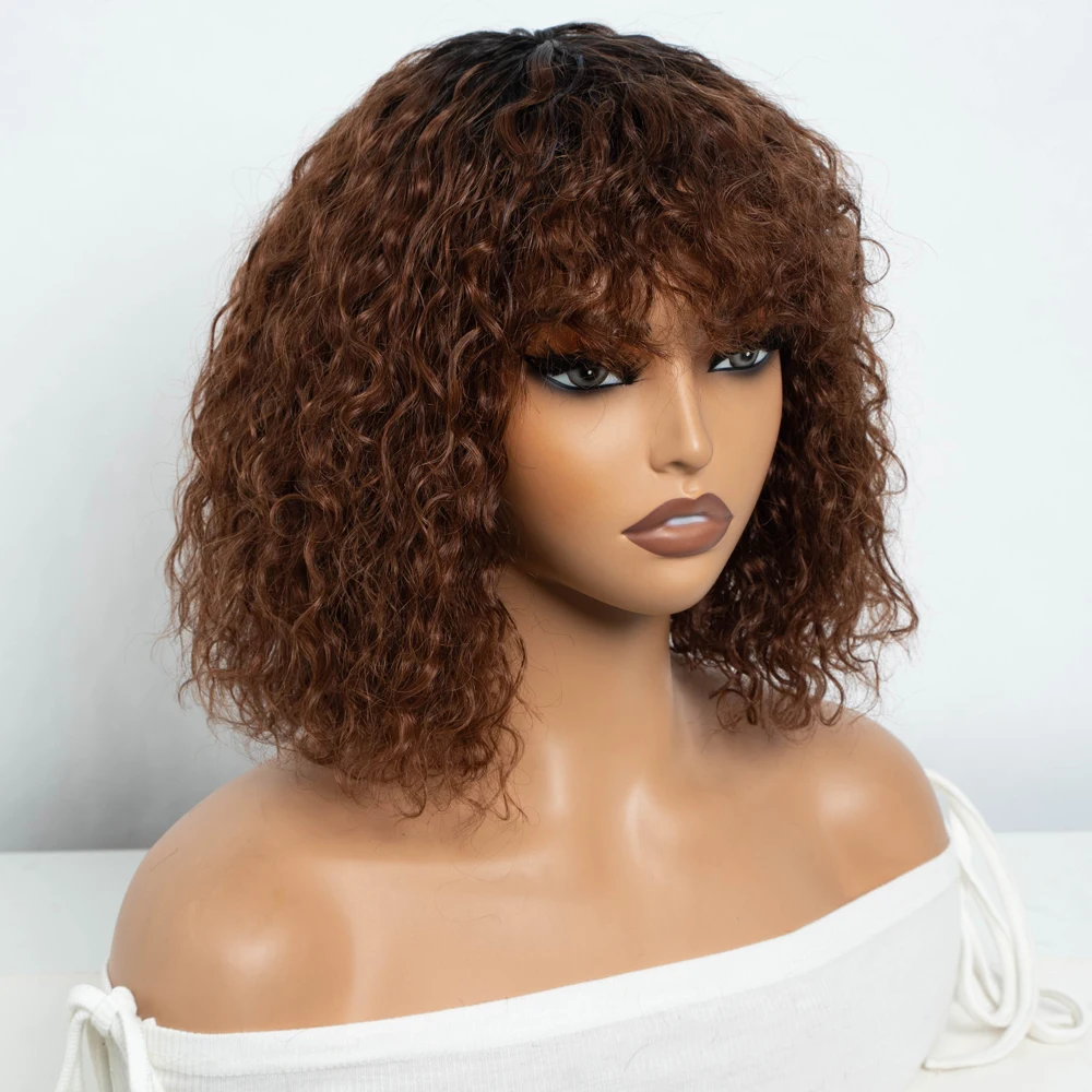 

Joedir Короткая стрижка пикси Кудрявый вьющийся боб с челкой Парики из 100% человеческих волос для женщин Бразильские волосы Remy Полный машинный парик на каждый день