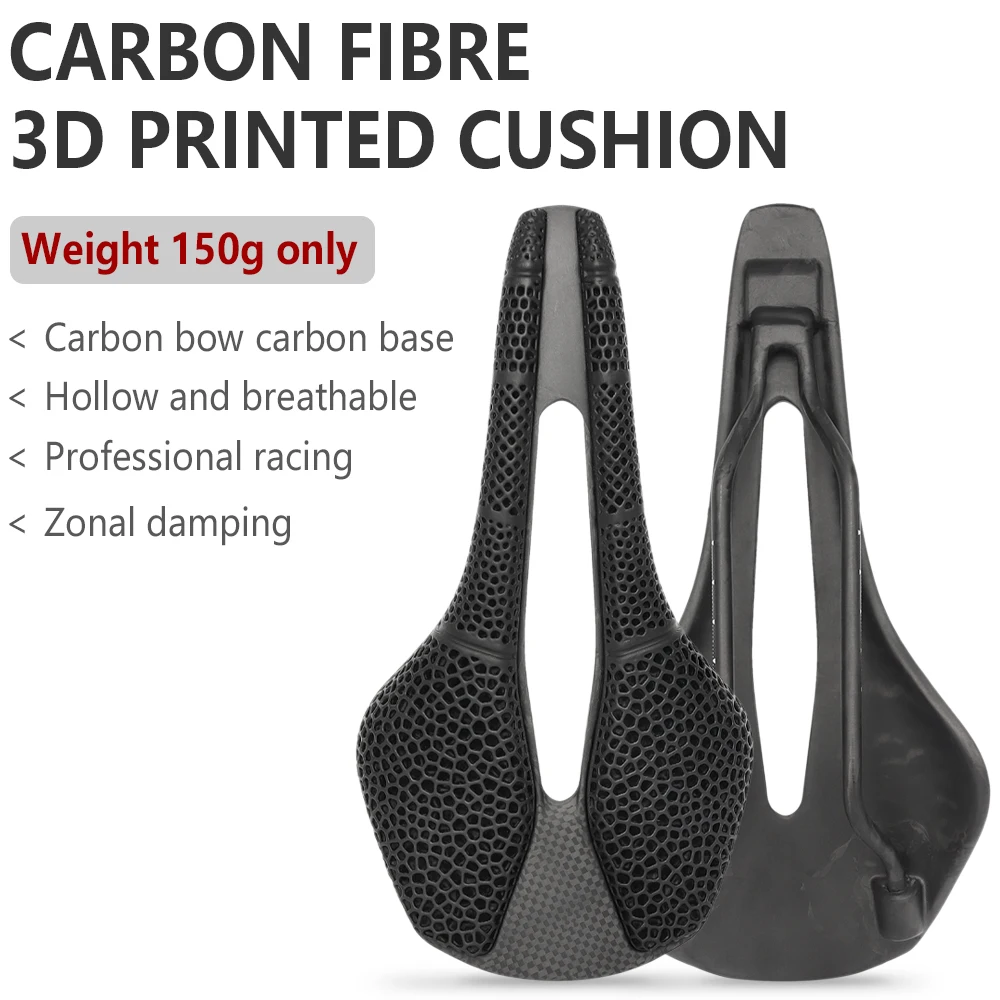 TTPRO 3D Printed Bike Cushion Carbon Fibre Hollow MTB Bicycle Saddle 245mm*134mm Road Mountain Gravel Cycling Cushion