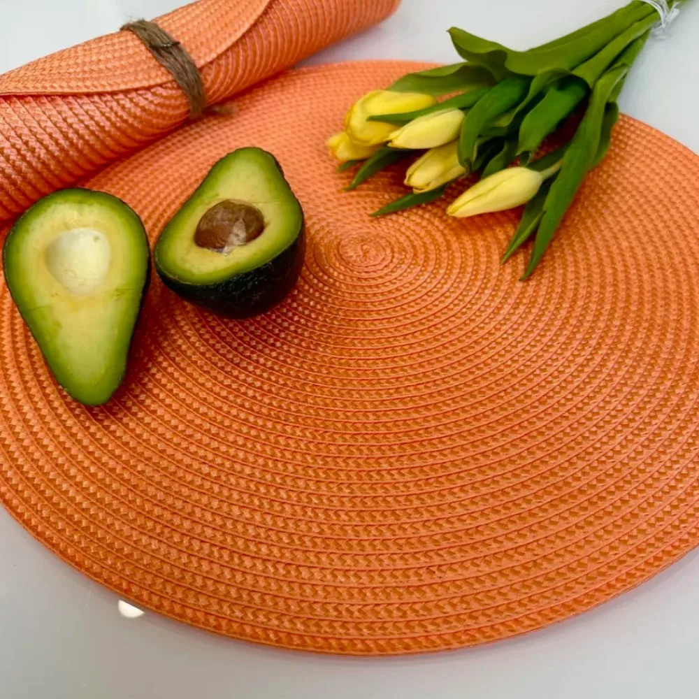 1/4/6PCS European Style Round Woven Mats & Pads, Heat-Resistant and Non-Slip Gift Place Mats for Dining Table for Outdoor Picnic