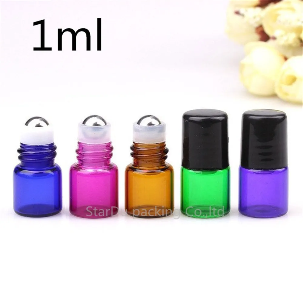 

1ml 2ml 5ml Glass Essential Oil Roller Bottles, Glass Roller Balls Aromatherapy Perfumes Lip Balms Glass Roll On Bottle 100pcs