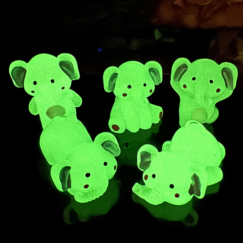 Luminous Cute Baby Elephant Model Decoration Micro Landscape Doll House Decoration Desktop Decoration