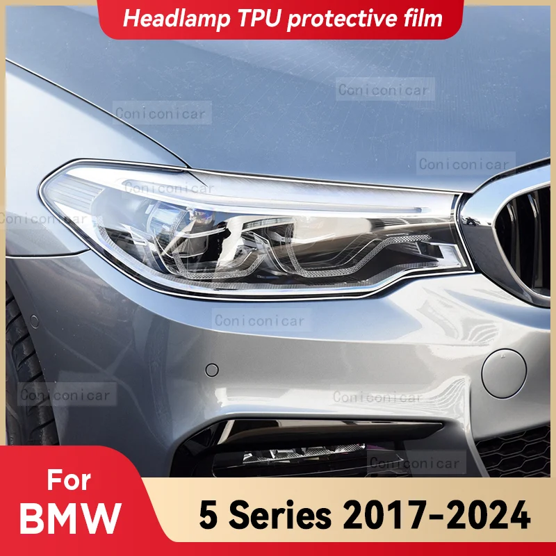 

For BMW 5 Series G30 G31 G60 G61 2017-2024 Car Headlight Protective Cover Transparent Film Front Light Tint Change Color Sticker