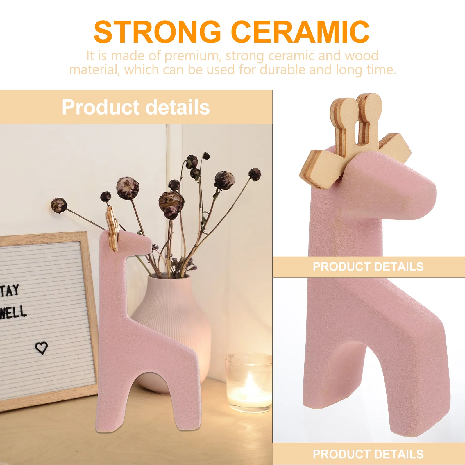 

2Pcs Set Ceramic Giraffe Animal Ornament Decorative Craft for Home Office Tabletop Decoration Ceramic Animal Ornaments