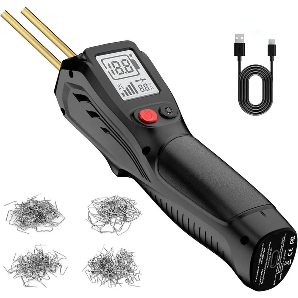 

5000mAh Handheld Plastic Welder Wireless Charging Welding Tool Hot Stapler Welder Gun Car Bumper Repair Tool + 200pcs Staplers (
