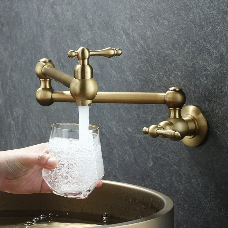 

Wall Mounted Bathroom Basin Faucet Foldable Sink Mixer Brass Bathroom Sink Faucets Single Cold Single Lever Rotation Kitchen Tap