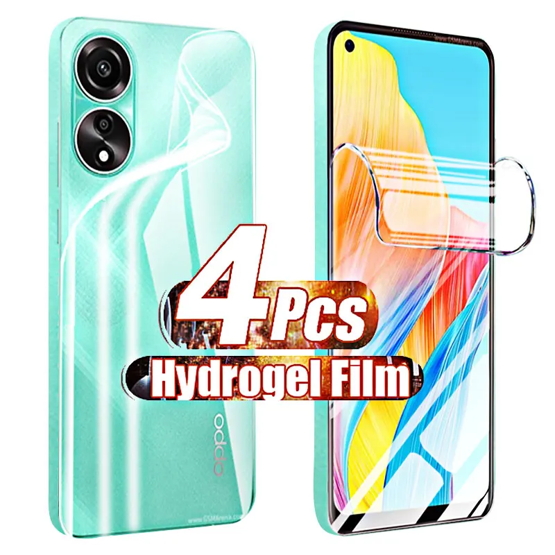 Transparent Hydrogel Film 4-1PCS for Oppo A 78 4G Screen Protectors for OPPO A38 A58 A78 A98 4g Not Glass Case Back Anti-Scratch