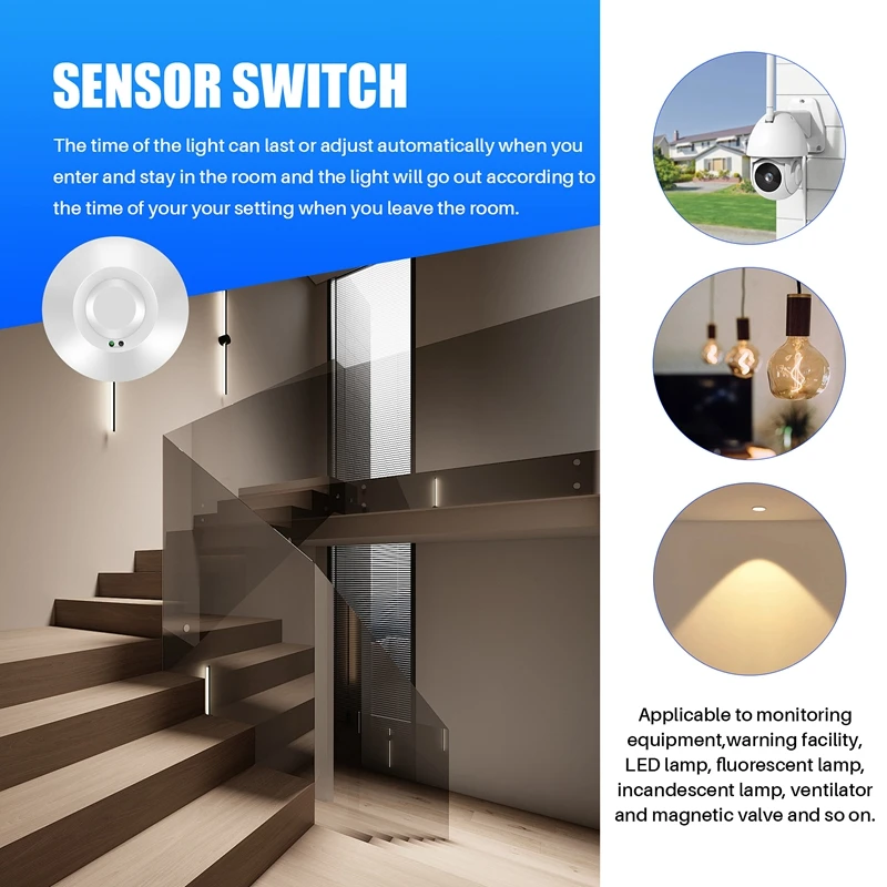 220V 800W Microwave Sensor Pir Occupancy Body Motion  Light Switch