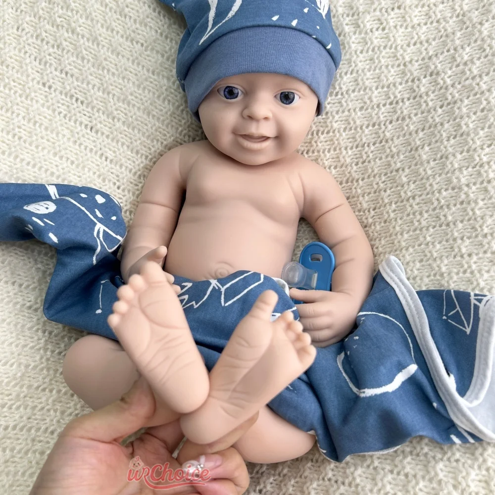 Detalhes realistas Boneca pesada impermeável de toque suave de bebê renascido de silicone em branco de 45cm para produções de artista e cinema