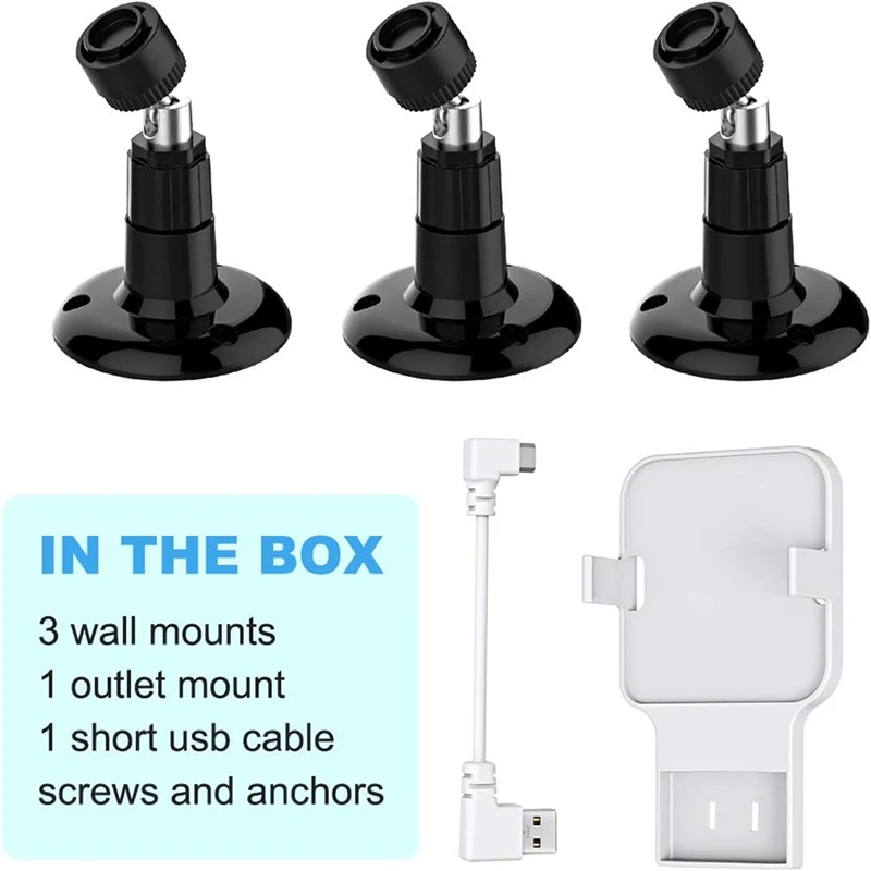 3Pcs For Blink Outdoor Camera For Blink 4Th And 3Rd Gen ,360 Degree Adjustable Mount With Outlet Wall Mount(Black)-A03I