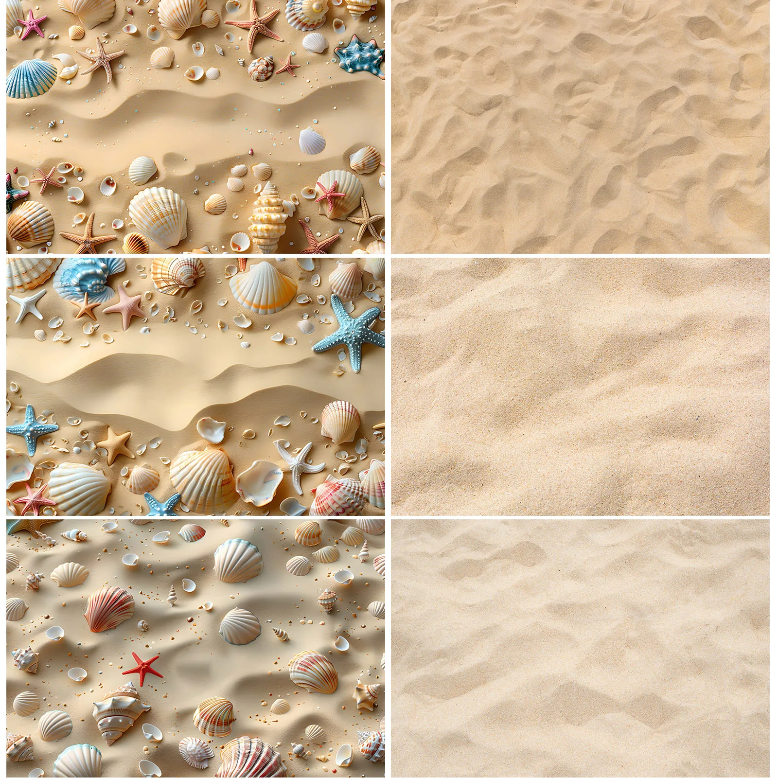 Summer Beach Sand Photography Background Colorful Shell Starfish Birthday Baby Shower Party Decor Backdrop Photo Studio Props