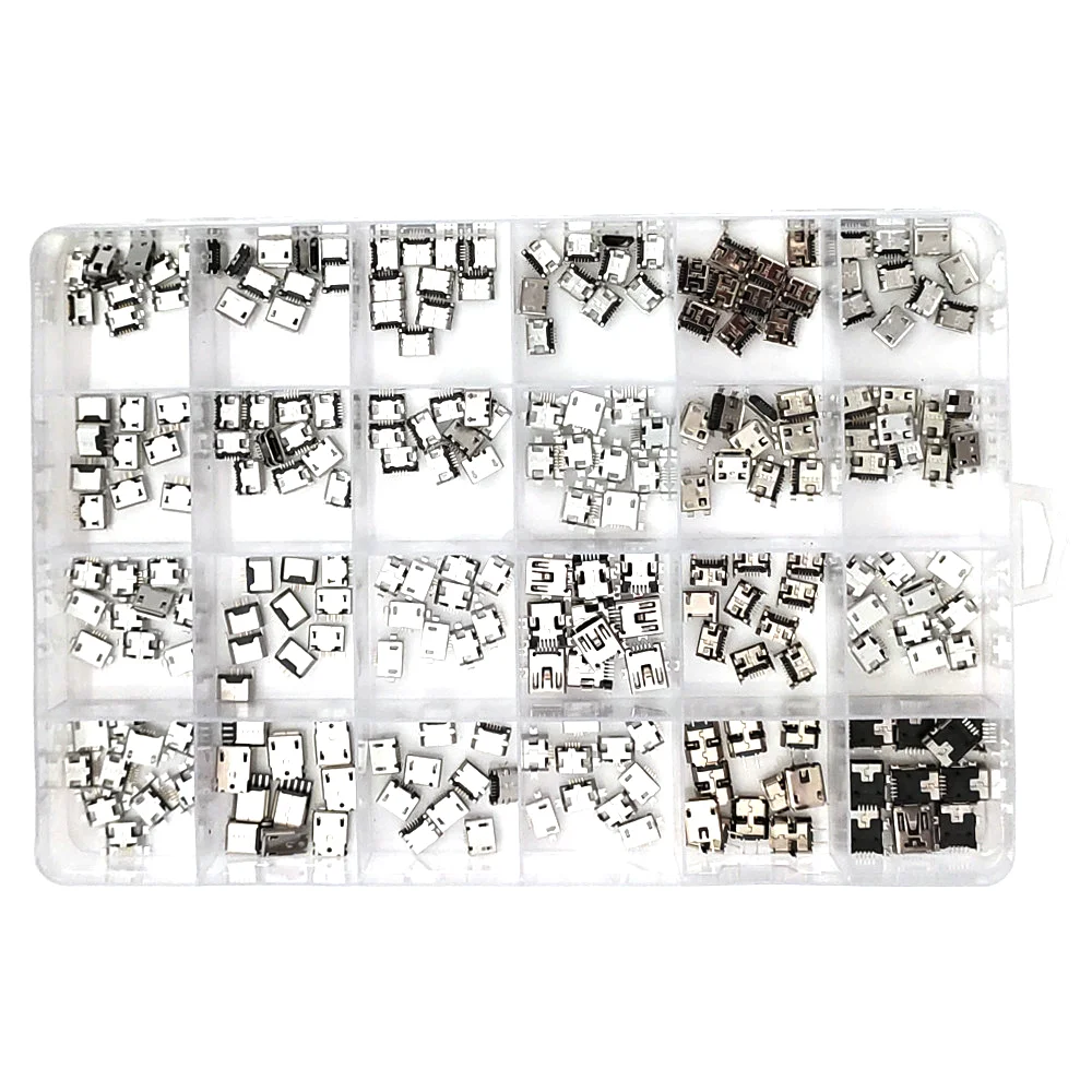 240 Pcs/Box 24 Models Micro USB Box MINI Android Mobile Phone Charging Accessories Connector Socket Jack MP3/4/5