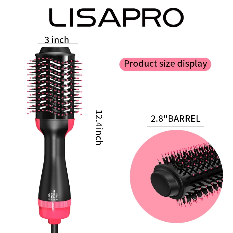 LISAPRO 3 IN 1 Hot Air Brush One-Step Hair Dryer And Volumizer Styler and Dryer Blow Dryer Brush Professional 1000W Hair Dryers