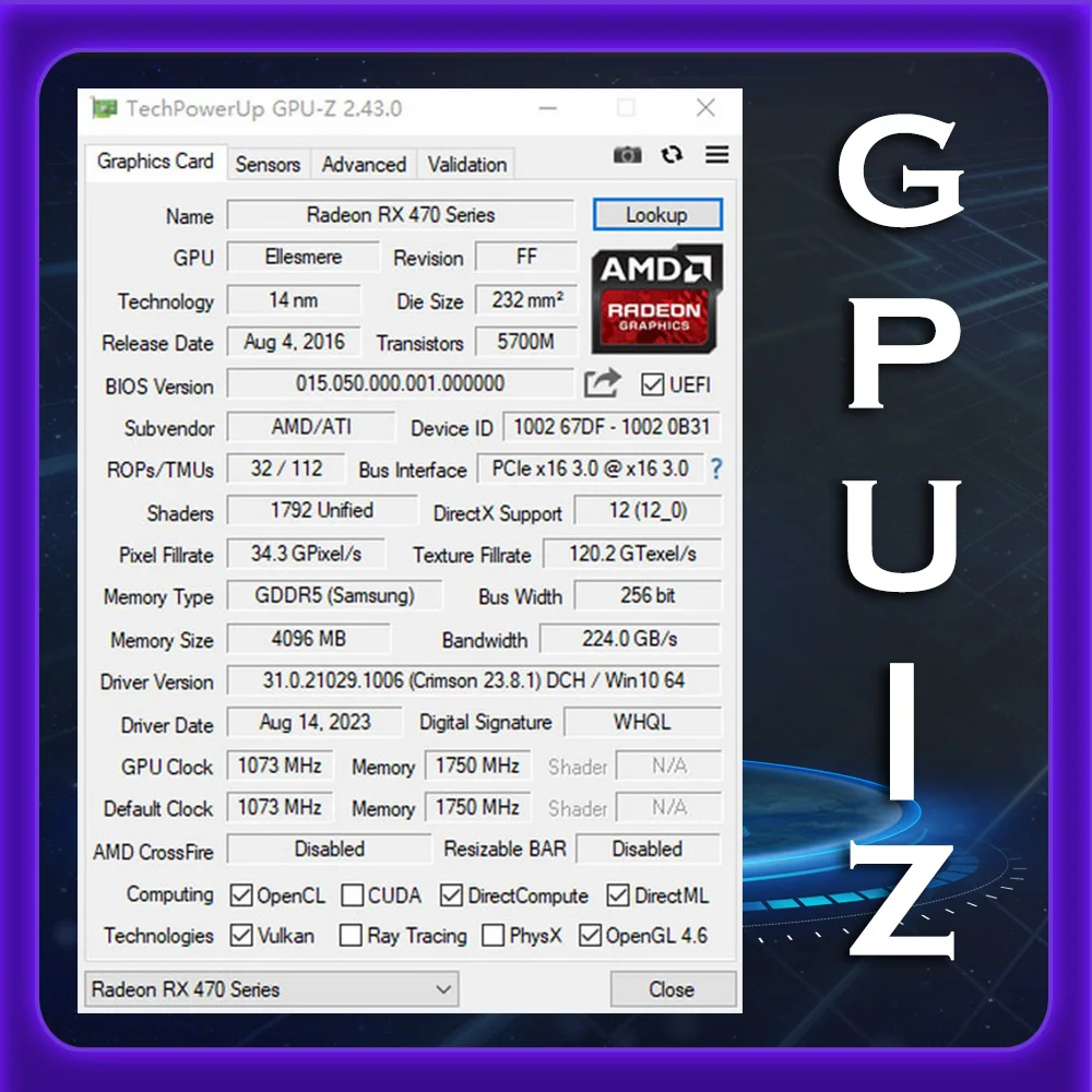 Kinology Graphics Cards AMD Radeon RX470 4G GDDR5 256bit Video Card HDMI+DP+DVI For Desktop Gaming Computer Components  RX 470