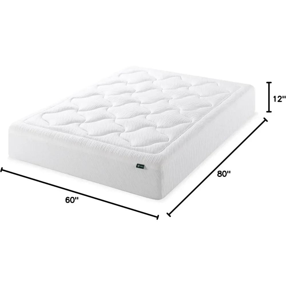 12 Inch Cloud Memory Foam Mattress, Queen, Fiberglass Free, Pressure Relieving