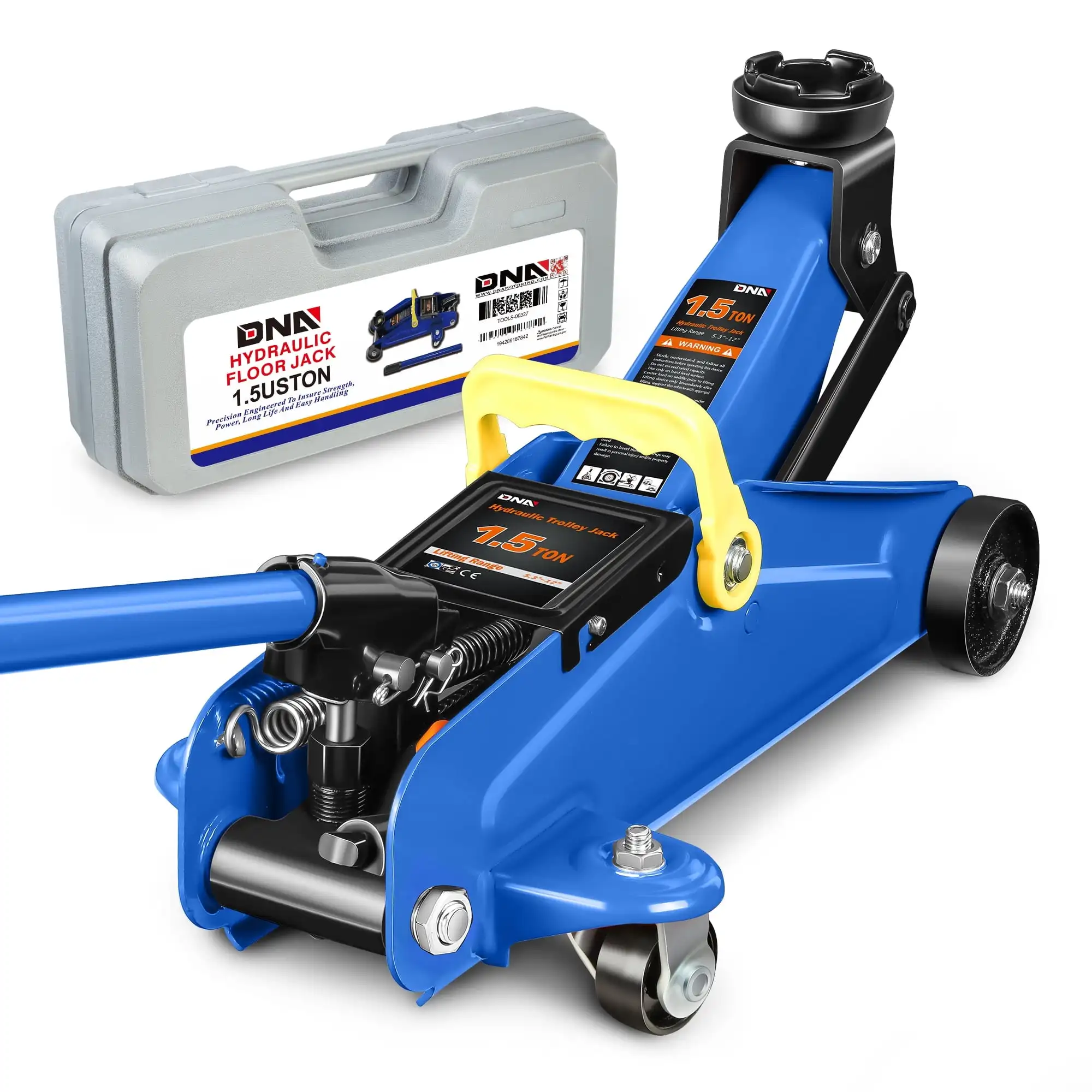 

TOOLS-00327 Universal 1.5 Ton (3000 lbs) 5.3"- 12" Lifting Heavy Duty Steel Garage Hydraulic Floor Jack Blue