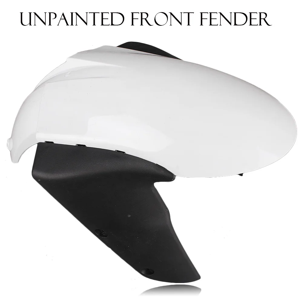 For Kawasaki ZX6R ZX636C ZX-6R 2005 Motorcycel Unpainted White Front Fender Mudguard Splash Extension Extender Fairing Cover