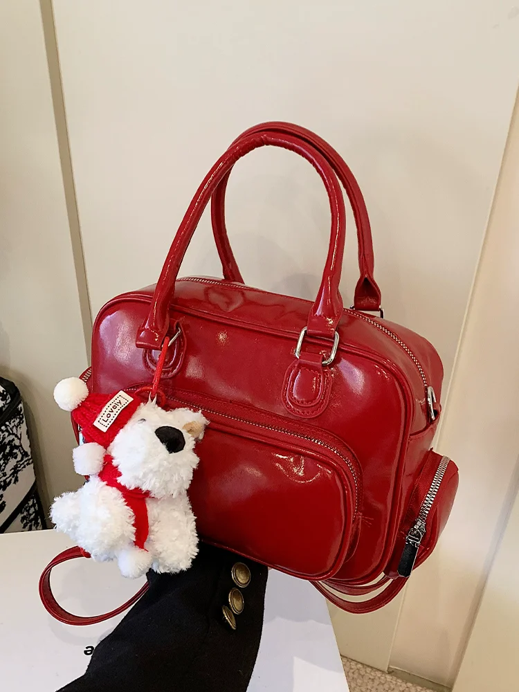 

2025 Trendy Red Backpack For Women Large Capacity Student's School Bag Premium Single Travel Shoulder Messenger Bags For Girls