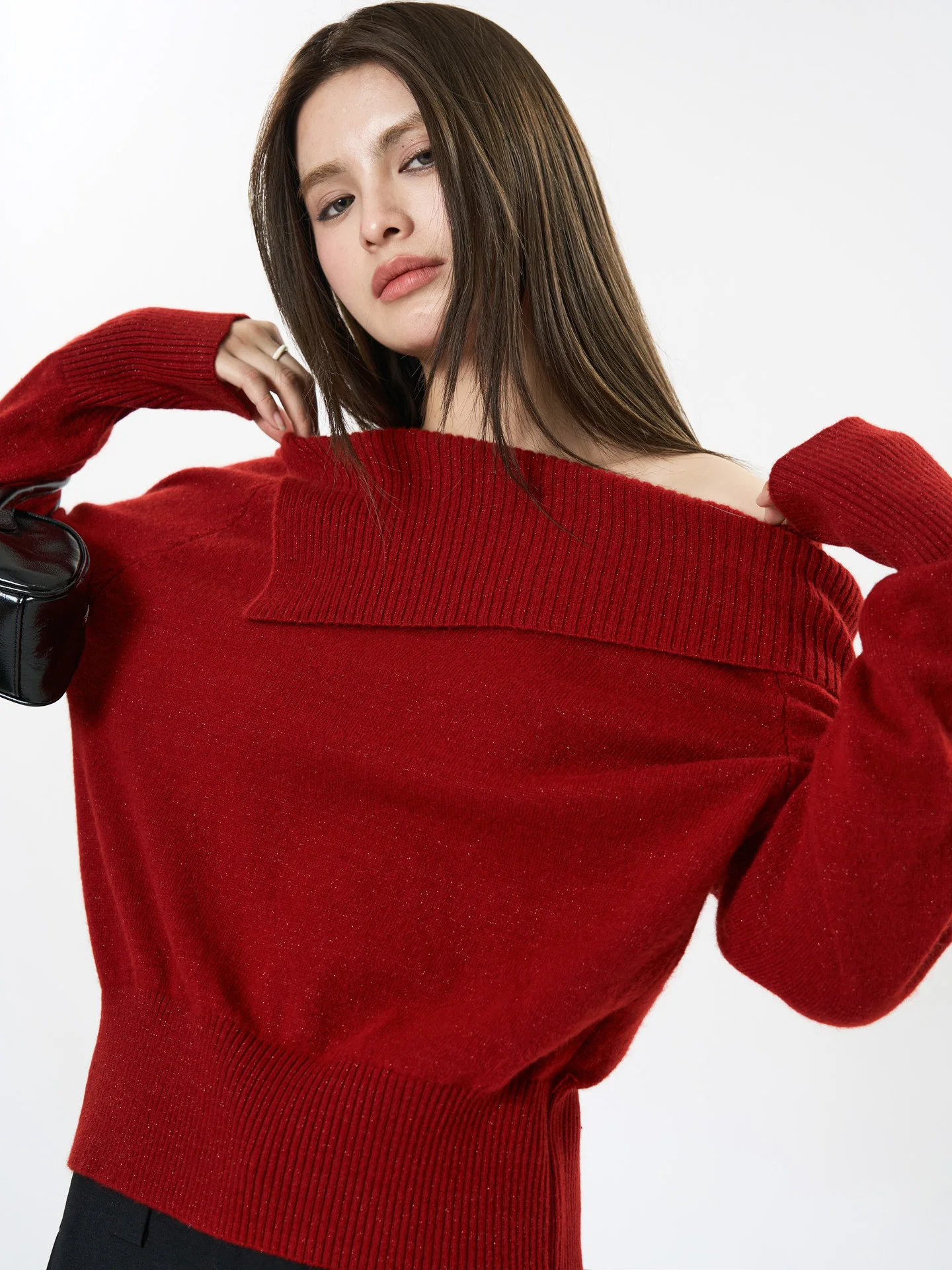 ฤดูใบไม้ผลิและฤดูใบไม้ร่วงผู้หญิงสบายๆสีทึบหนึ่งคอยาวแขนยาวหลวมเสื้อกันหนาว