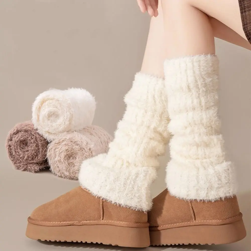 Fashion Imitation Fox Fur Women's Long Stockings Thickened Warm Winter Pile Socks Leg Protection Japanese Style Boot Socks
