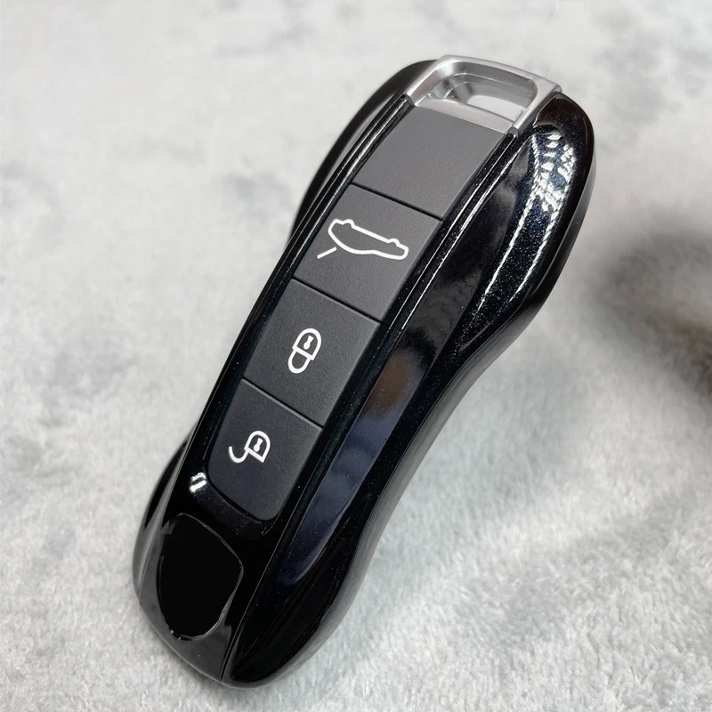 Key Case Black Jade Color for Porsche 718 911 Panamera Cayenne Macan Boxster Cayman Car Key Shell Cover Remote Control Fob
