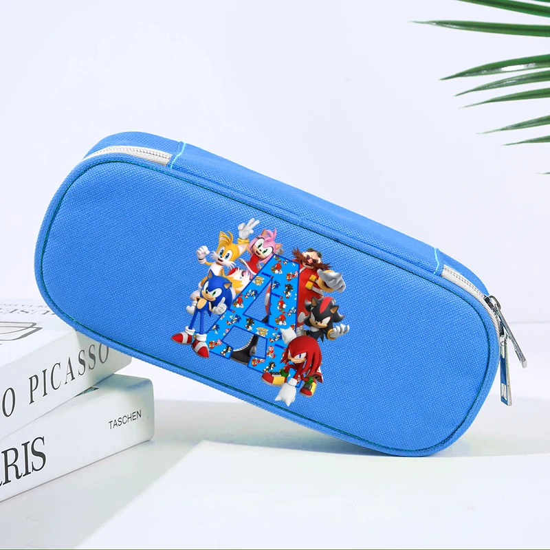 Sonics Kids Anime Cute Pencil Bag Children Cartoon Printed Pen Case Student Fashion Stationery Box Large Capacity Pencils Cases