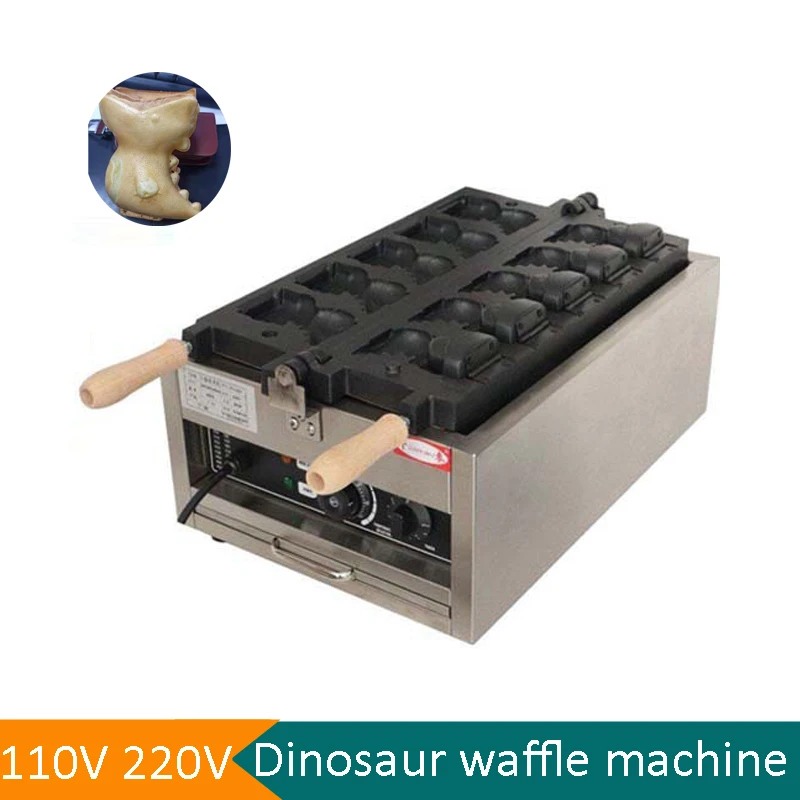 

Настраиваемая коммерческая вафельница в форме динозавра мощностью 3000 Вт с открытым ртом, оборудование для выпечки тортов