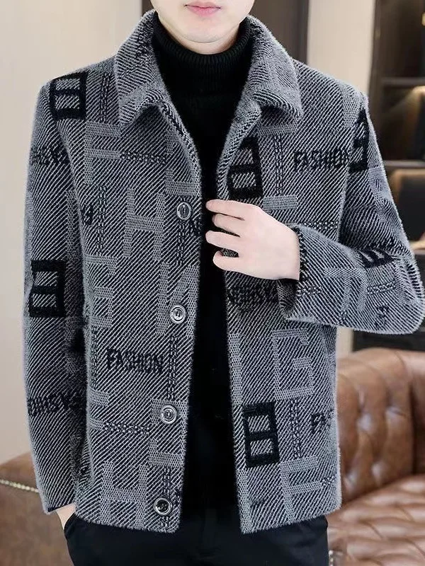 

Мужская шерстяная куртка-пальто из овечьей шерсти, осенне-зимняя, теплая, повседневная, свободного кроя, в корейском стиле, с длинными рукавами и откидным воротником