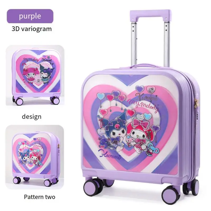 Kuromi Sanrios Trolley Case Child Suitcase Large Capacity Girl Gift Carry-On Suitcase Suitcase Anime Figure Cartoon Cute