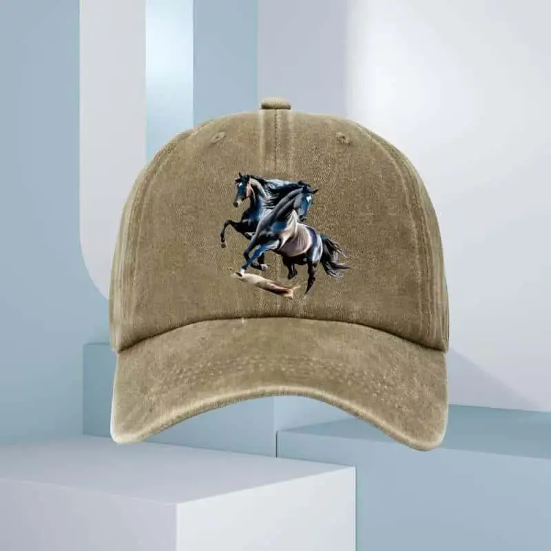 

Men's Sunscreen Baseball Hat with Double Horse Pattern Printed Sports Outdoor Hat Breathable Suitable for Casual and Sports Wear