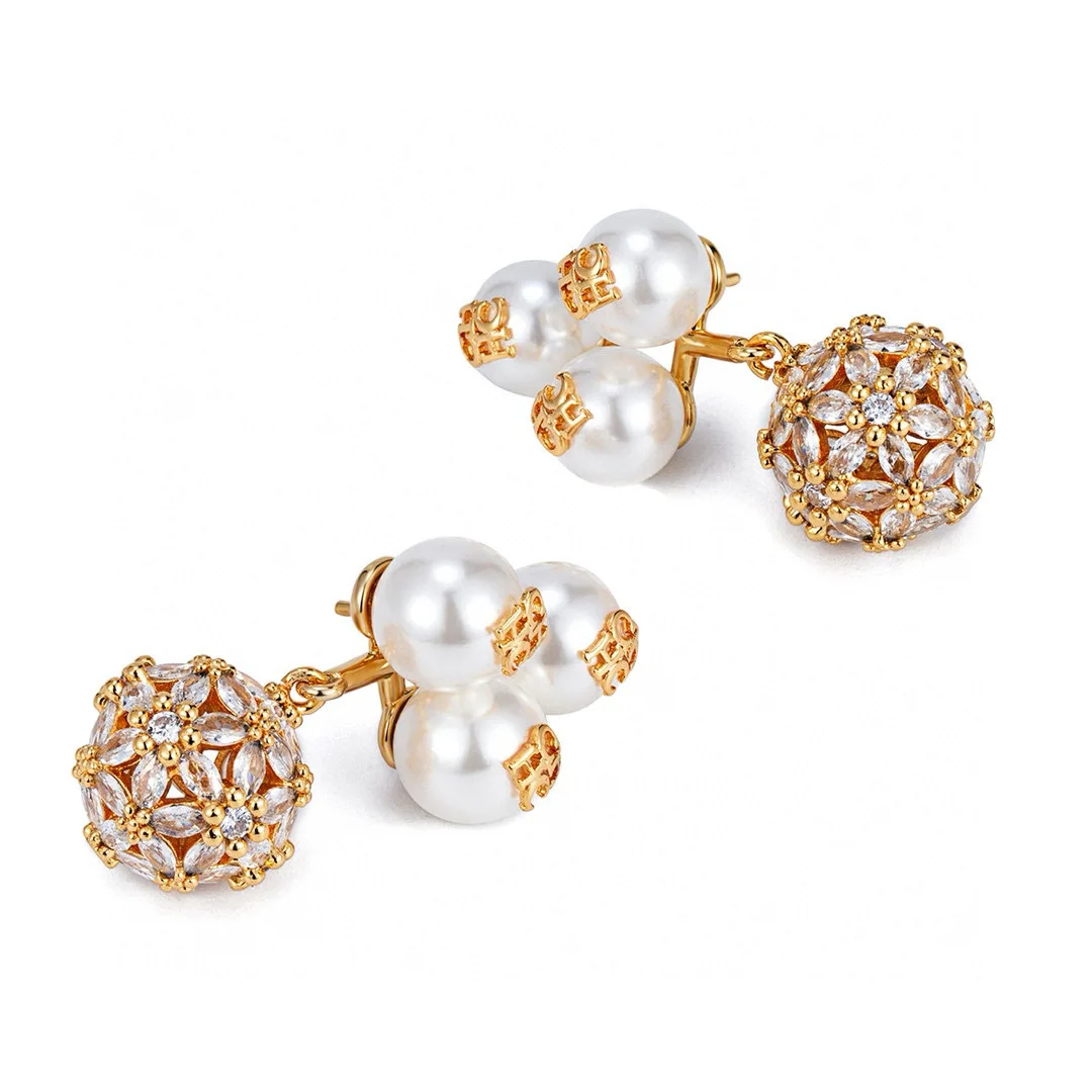 CHHC 2026 أقراط اللؤلؤ للنساء، أقراط متدلية أنيقة من الزركون، مجوهرات أذن قطرة عتيقة، هدية لها #4