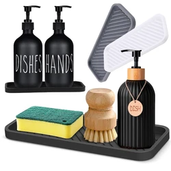 Bathroom Silicone Decorative Tray Sink Countertop Soap Dispenser Shampoo Storage Tray  Kitchen Seasoning Bottle Storage Holder