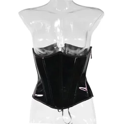 Sexy PVC Overbust Corsets Bustiers Steampunk Basque Lingerie Pu Leather Waist Trainer Corselet for women