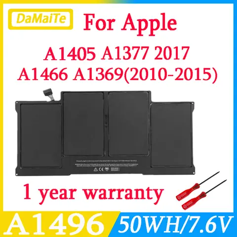 Batería de ordenador portátil A1405 para Apple Macbook Air 13 pulgadas A1496 A1369 A1466 A1377 2011 - 2015 años baterías 50WH 7,6 V
