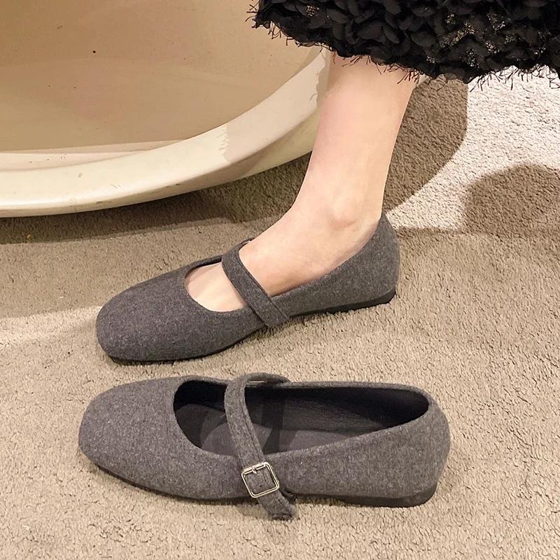 Spring Autumn Women's Flat Mary Janes Shoes Square Toe Ballet Flats for Female Buckle Strap Ladies Shoes Women Shoes Zapatos