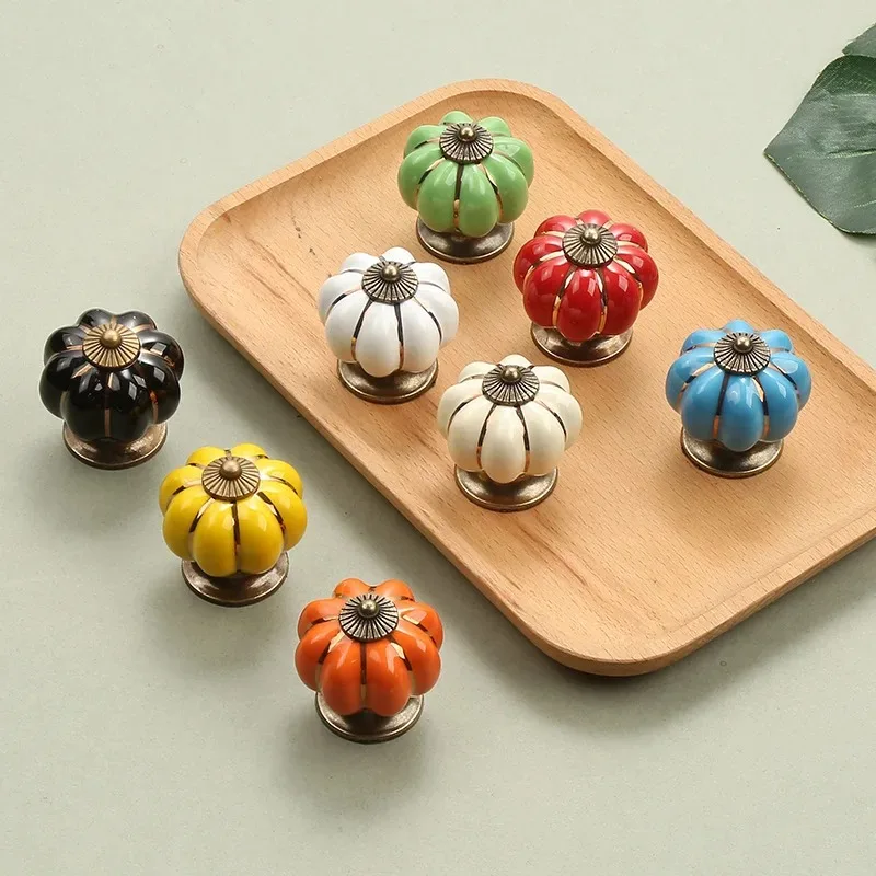 اليقطين السيراميك مقابض 40 مللي متر مقابض أدراج خزانة مقابض الأبواب ثقب واحد مقابض للخزانة مع مسامير مقابض لقطع الأثاث #1