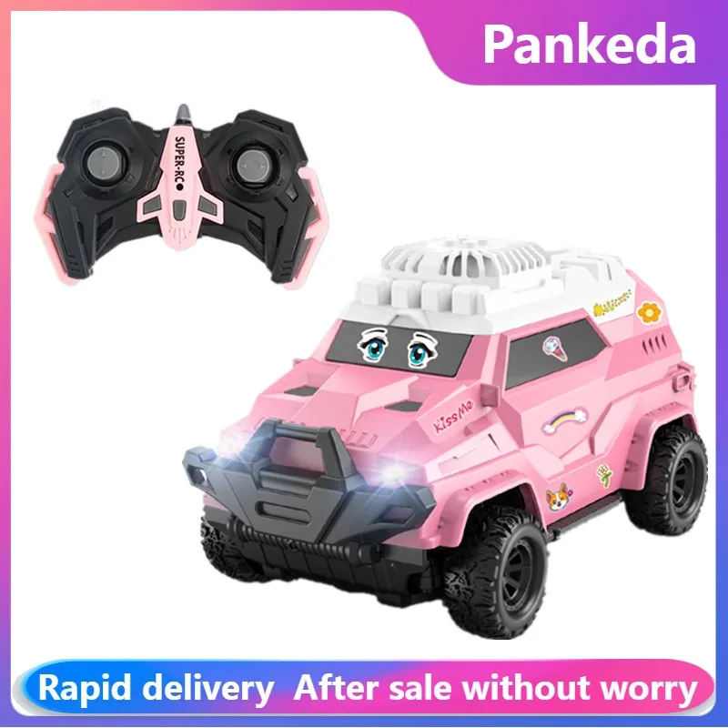 

New Pink Spray 2.4g Remote Control Car Electric Fan DIY Sticker Rc Monster Truck - The Perfect Gift for Girls Kids Toy Boys Girl