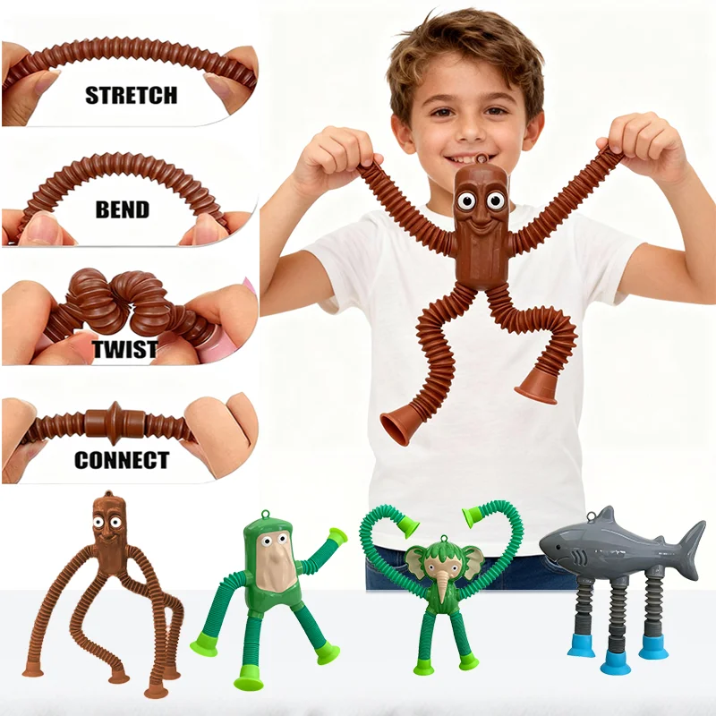 Jouets à ventouse amusants pour enfants, Tubes Pop, soulagement du Stress, jouets télescopiques, Brainrot Tung Sahur, figurine Tralalero Tralala, cadeau pour enfants