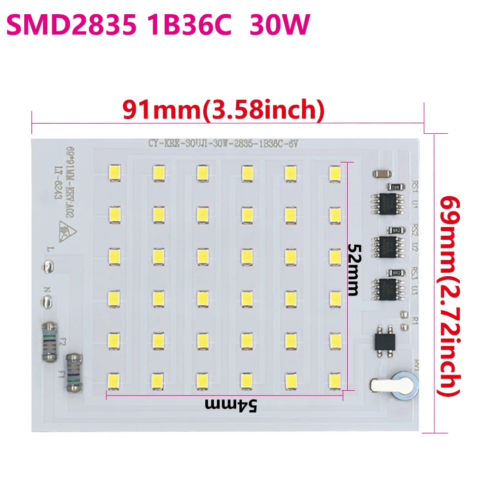 Żarówka LED 220V SMD 2835 Inteligentne światło LED IC 10W 20W 30W 50W 100W 150W 200W Do zewnętrznego reflektora Chłodna biel