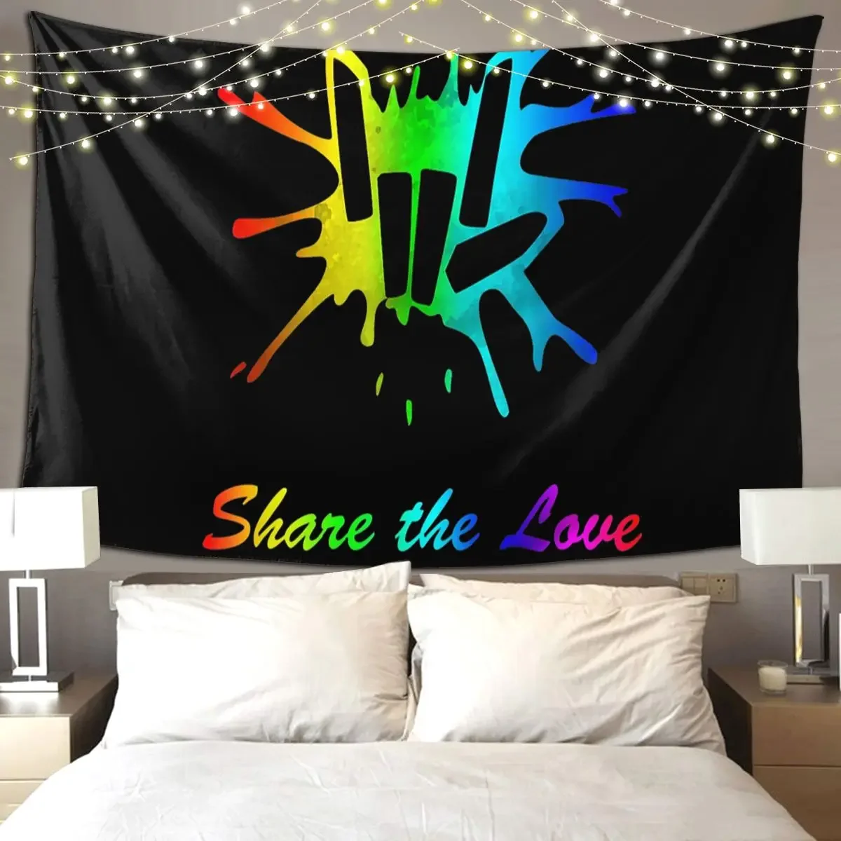 Share Love Cute For Kids And Youth Tapestry Hippie Wall Hanging Aesthetic Home Decoration Tapestries for Room Bedroom Dorm Room