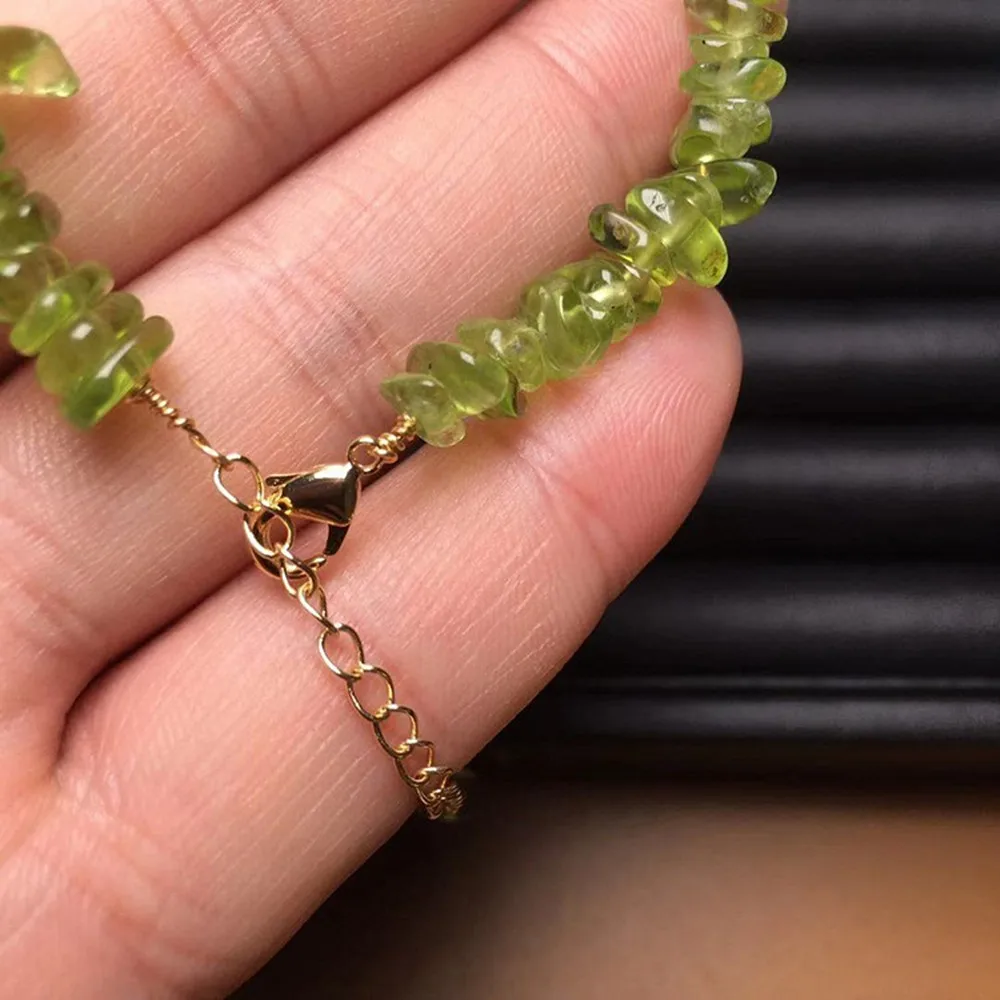 Natural Green Irregular Peridot Bead Bracelet for Women Handmade Adjustable Healing Yoga Charm Jewelry Gift Wholesale