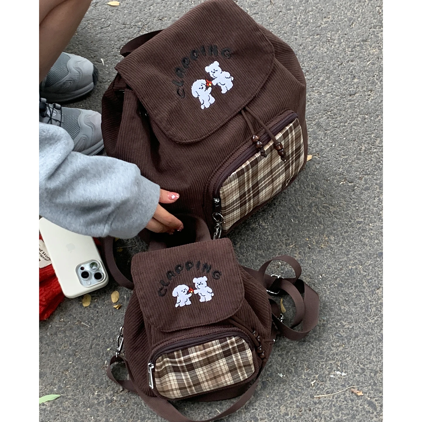 

Шикарная вельветовая сумка-ведро, женская большая емкость, модная студенческая сумка с двойным плечевым ремнем, милая сумка-ведер для воды