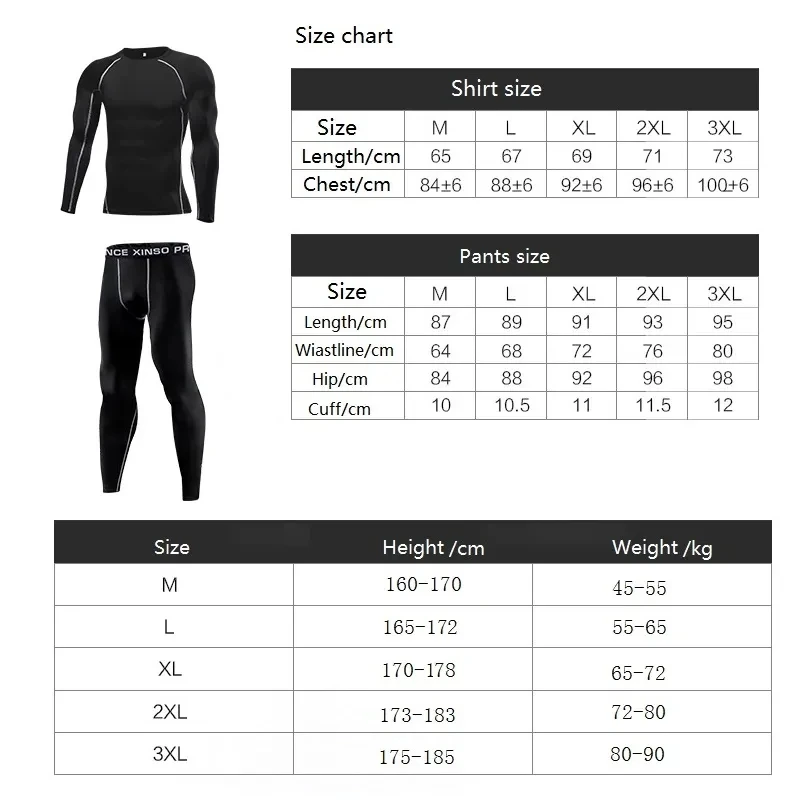 Winter Thermal Underwear For Men Keep Warm Long Johns Base Layer Sports Fitness leggings Tight undershirts