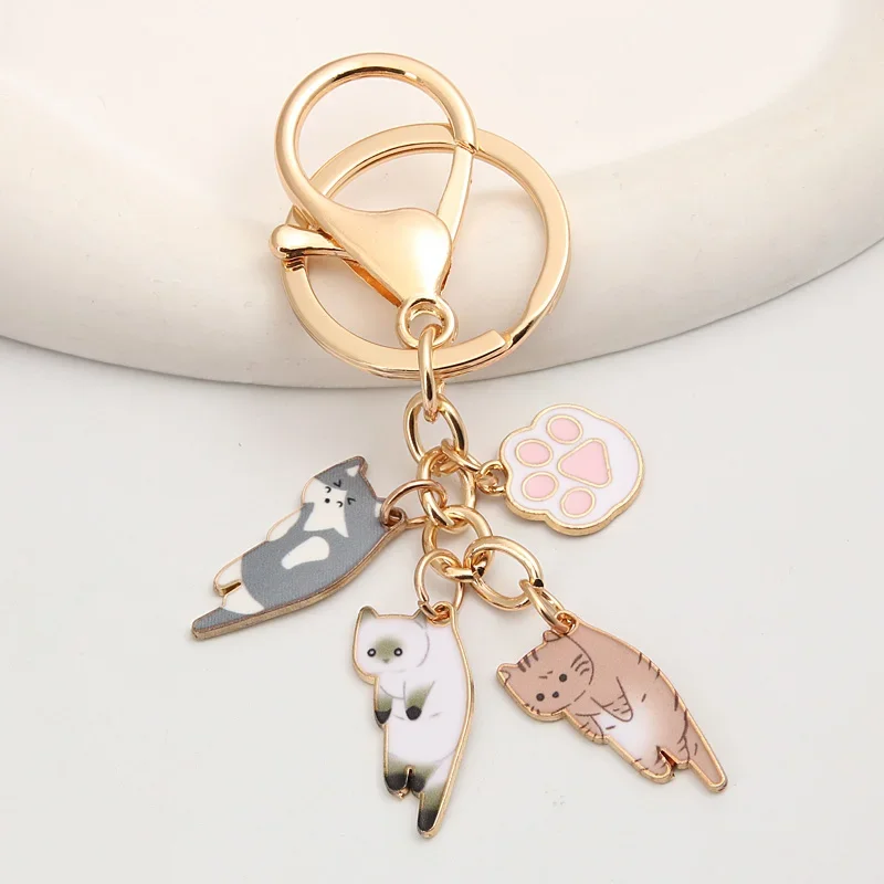 Cat Pet Paw Key Ring Animal Footprint Key Chains Souvenir Gifts For Women Men Cay Keys DIY Handmade Jewelry Urn