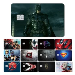 Marvel DC Batman Iron Man Spider Man Superman PVC Film SKin Sticker for Small Big Chip Bank Credit Debt Card HT12