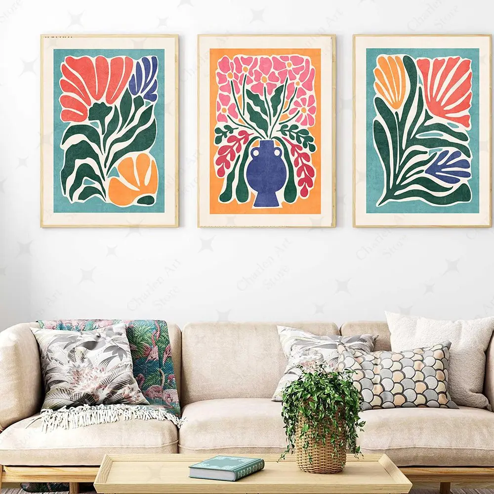 Colorful Abstract Floral Botanical Print Eclectic Gallery Wall Art Picture Home Decor Vibrant Flower Canvas Painting Boho Poster