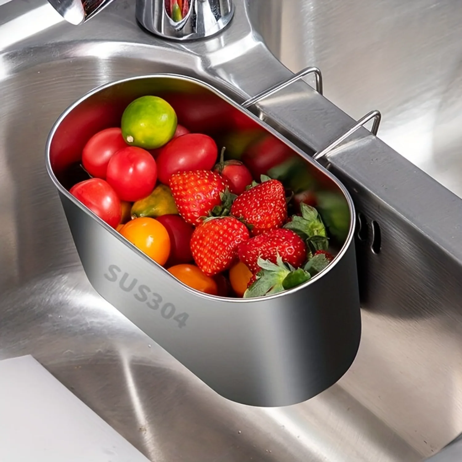 

304 Stainless Steel Drain Basket Strainer for Kitchen Sink - Multifunctional Colander for Vegetable and Fruit Draining - Kitchen